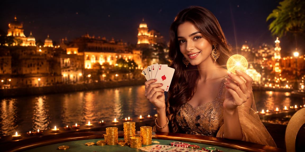 Mobile user playing Teen Patti card game in Lucknow historic city surroundings